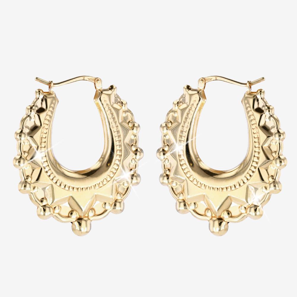 18ct Gold Vermeil On Silver Ornate Hoops