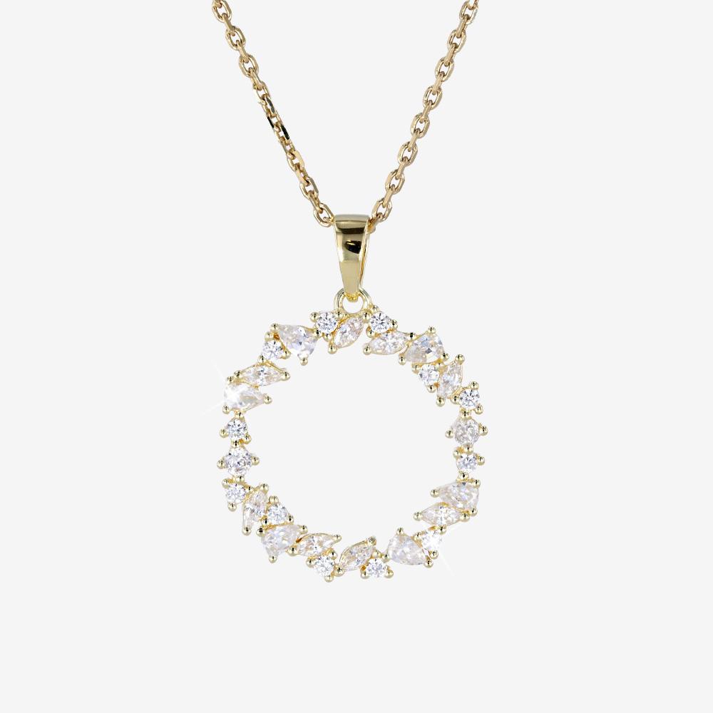 18ct Gold Vermeil On Silver Marquise Circle Necklace