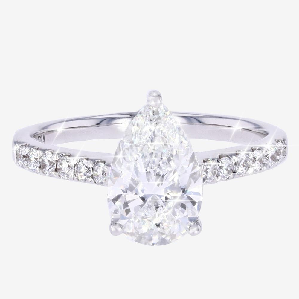 18ct White Gold Lab-Grown Diamond Pear Solitaire