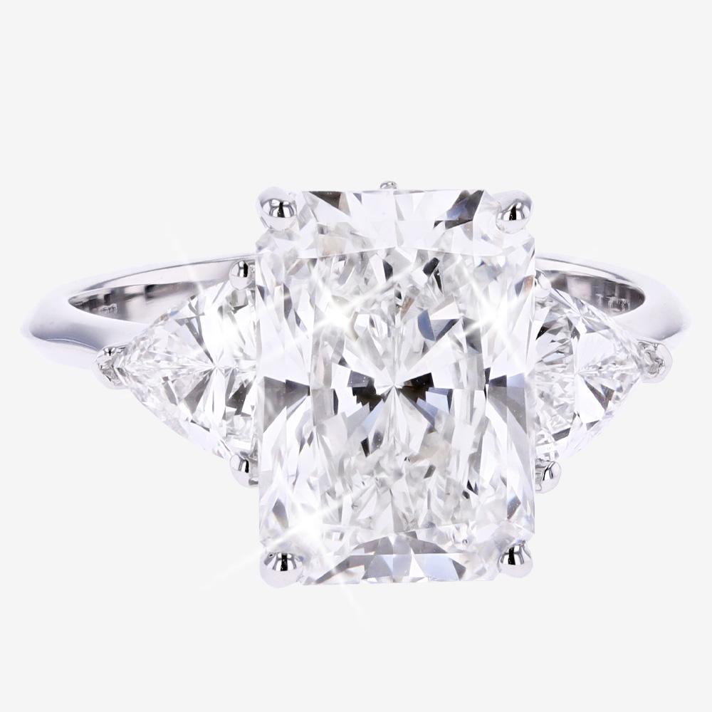 18ct White Gold Real Diamond Lab-Grown Radiant Cut + Trillion 6.00ct