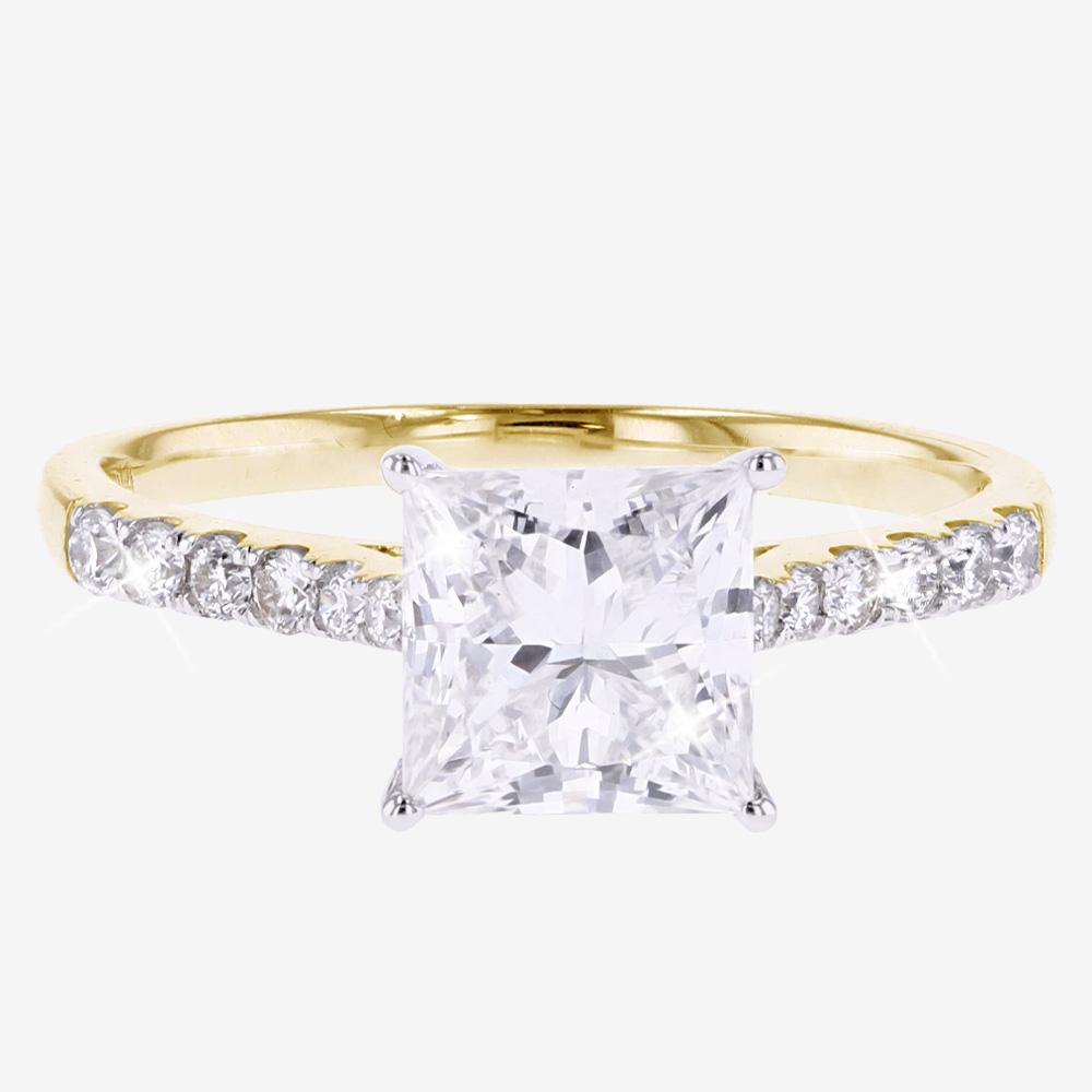 18ct Gold Real Diamond Lab-Grown Princess Solitaire 2.00ct