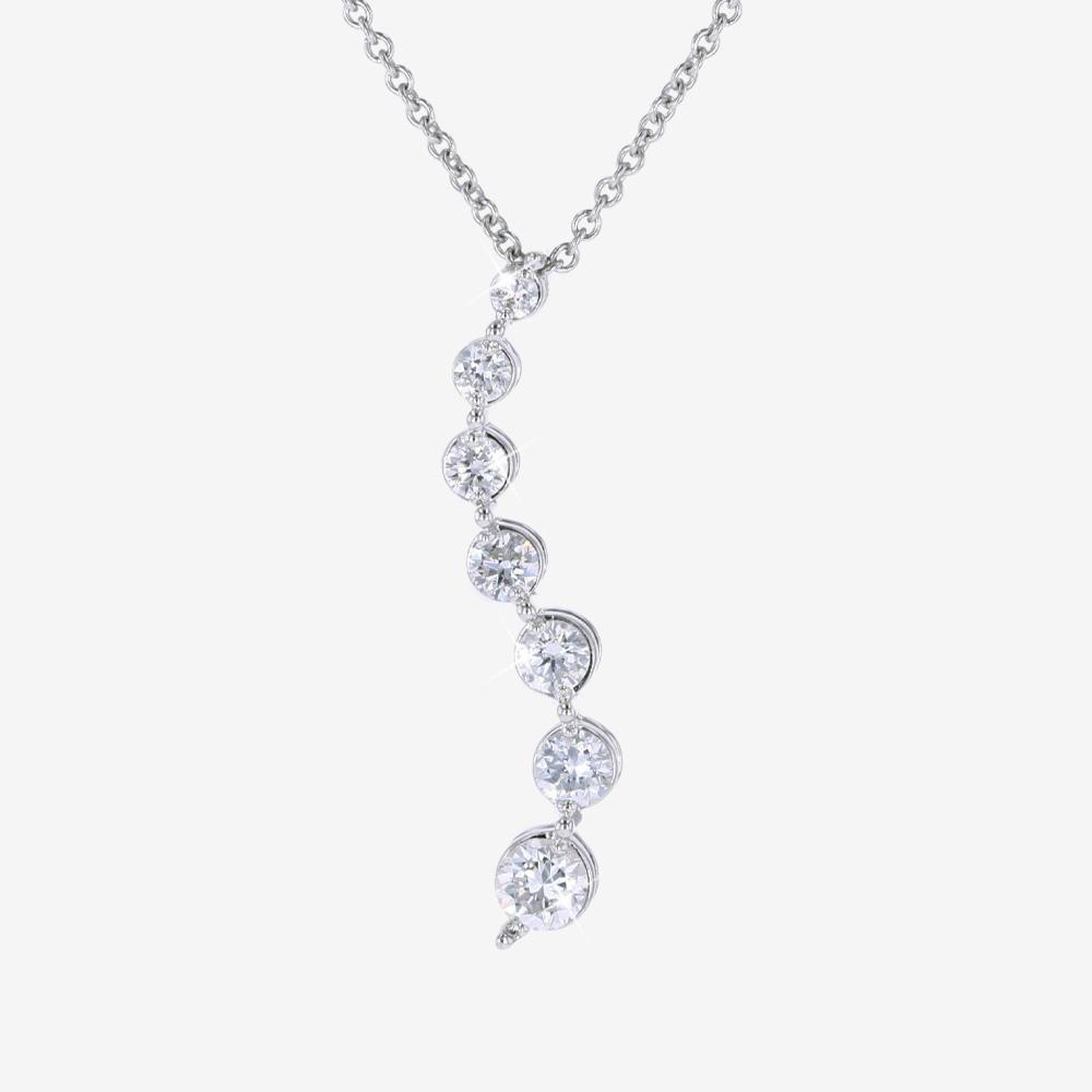 9ct White Gold Real Diamond Lab Grown Curved Necklace 50ct Warren James