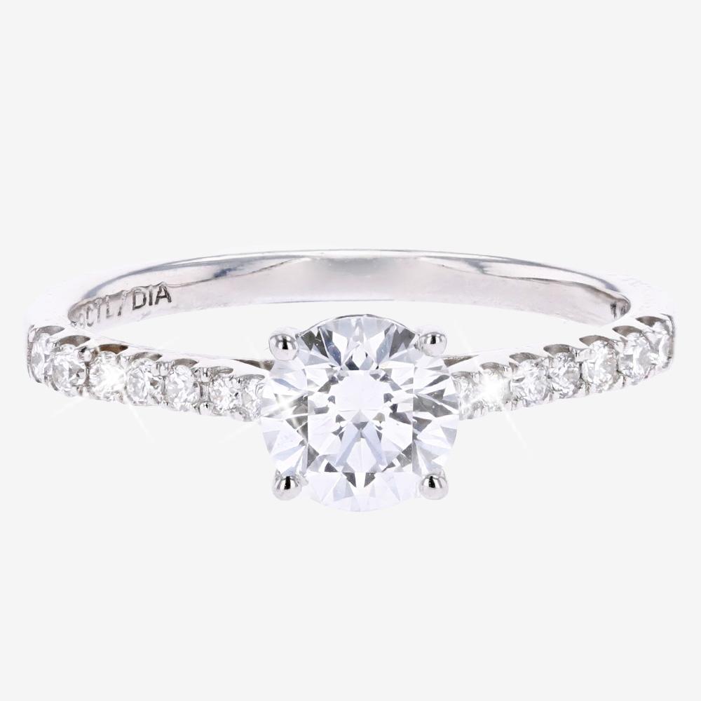 9ct White Gold Real Diamond Lab-Grown Ring, Diamond Set Shoulders 1.00ct