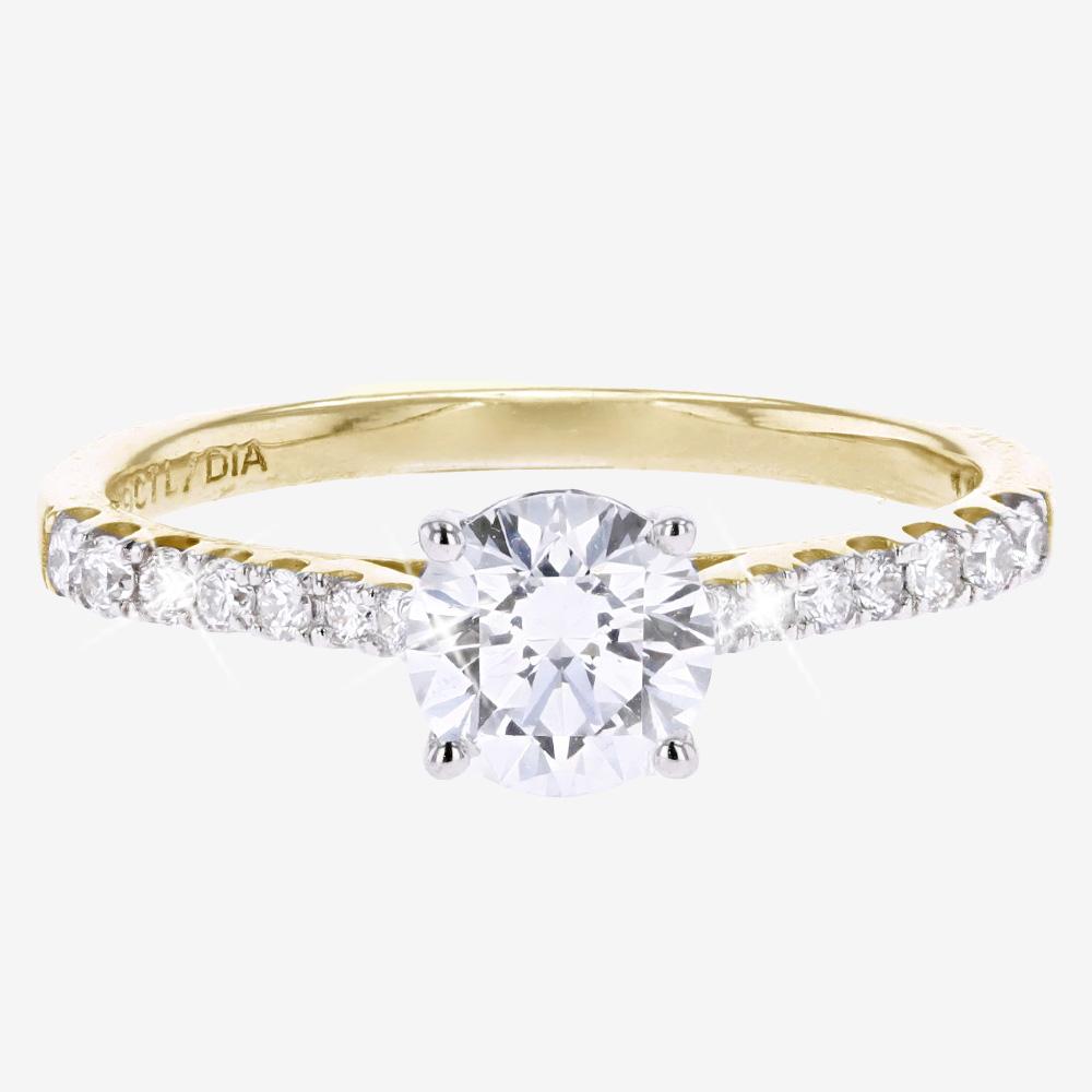 9ct Gold Real Diamond Lab-Grown Ring, Diamond Set Shoulders 1.00ct