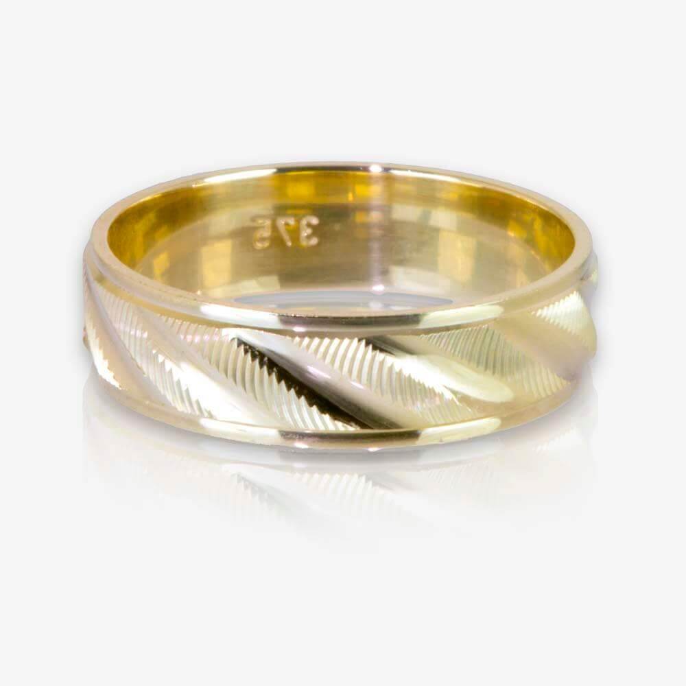 9ct Gold Ladies Luxury Weight Patterned Wedding  Band