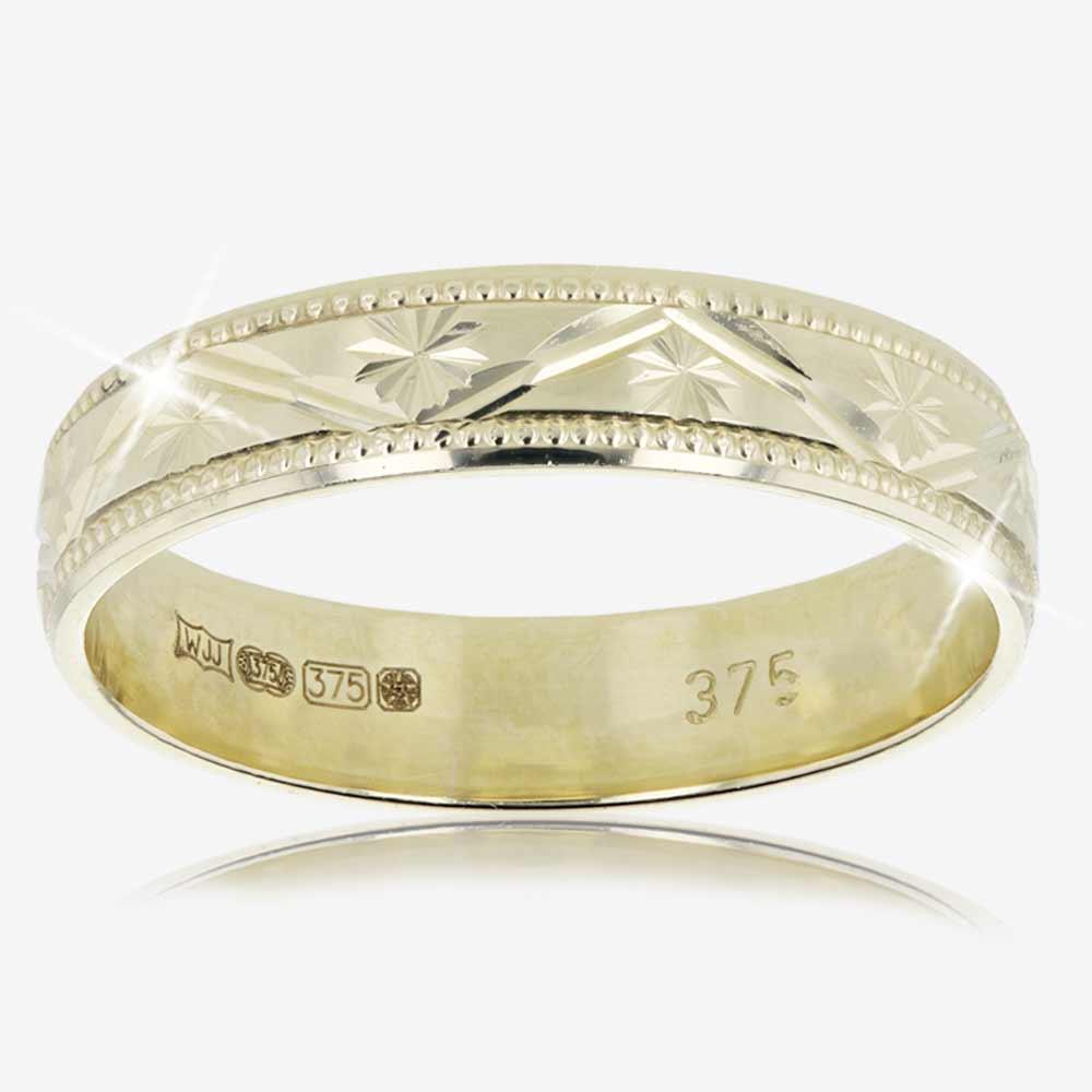 9ct Gold Ladies Patterned Wedding Ring at Warren James