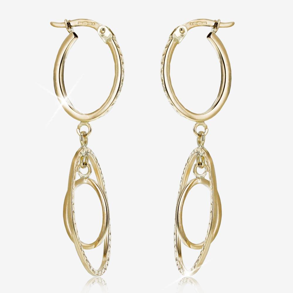 9ct Gold Sparkle Drop Earrings