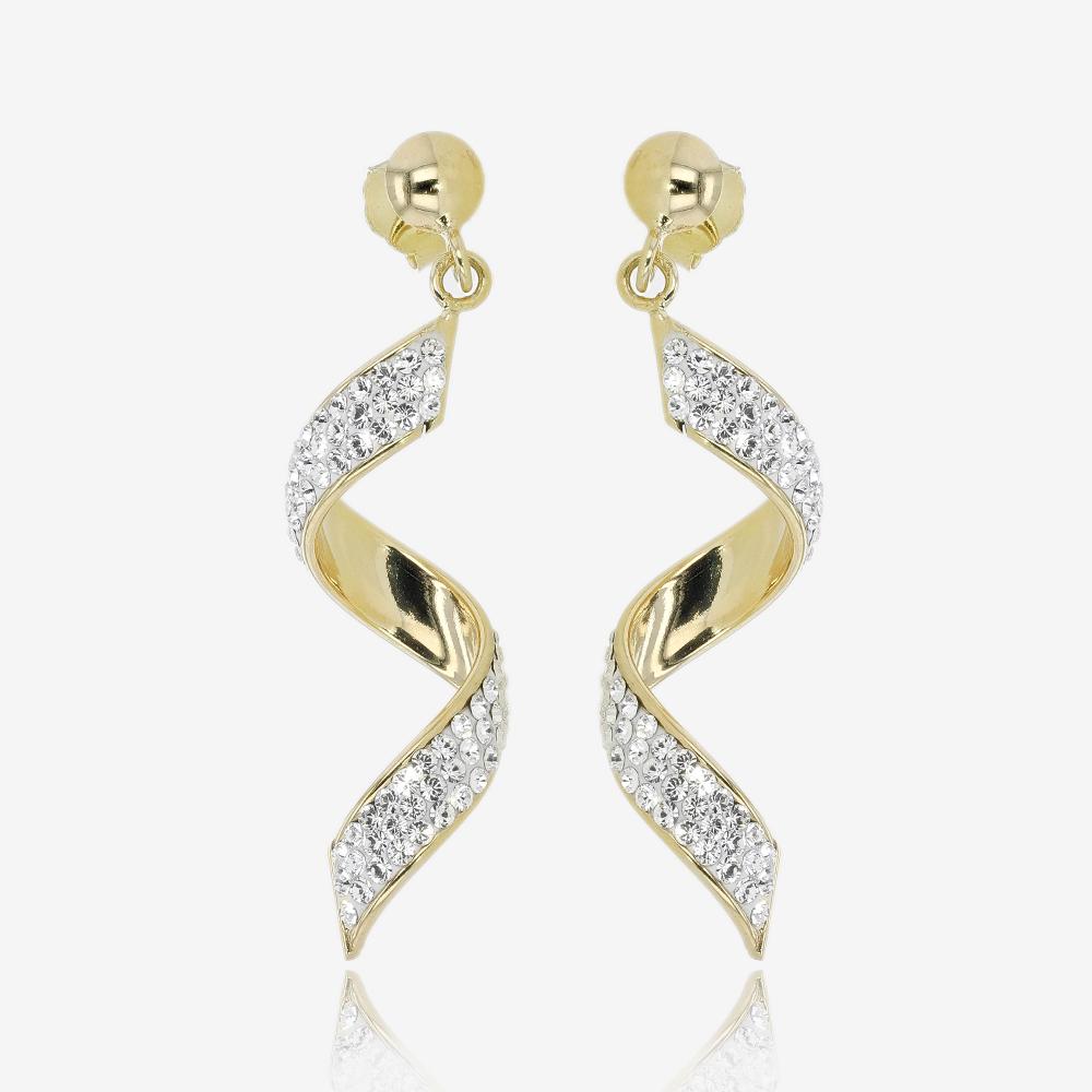 9ct Gold And Silver Bonded Twist Earrings Made With Swarovski Crystals ...