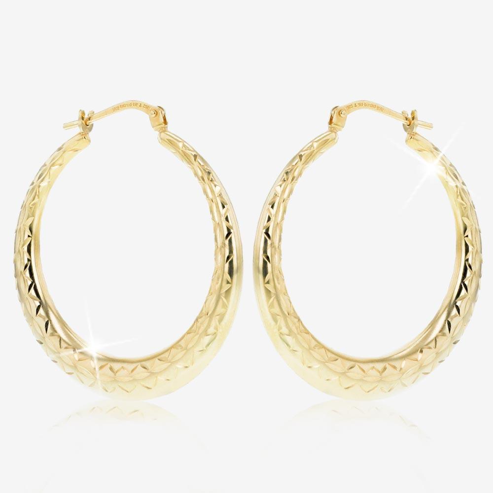 9ct Gold & Silver Bonded Sparkle Creole Earrings at Warren James