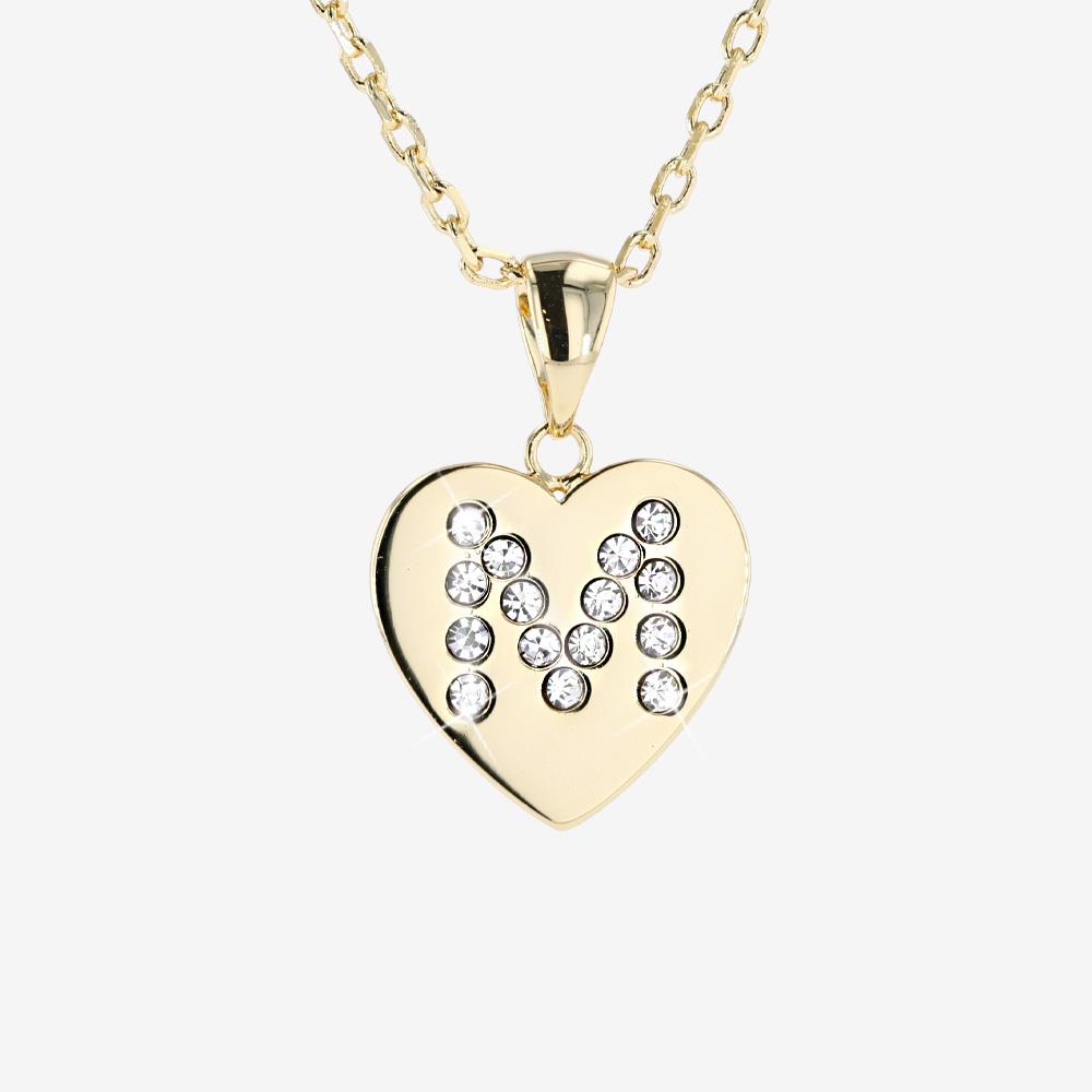 Letter Chain Necklace Letter M Gold for Women and Teenagers Letter Pendant  Initial Letter Gift Idea Heart Necklace for Her Initials, Silver, Cubic