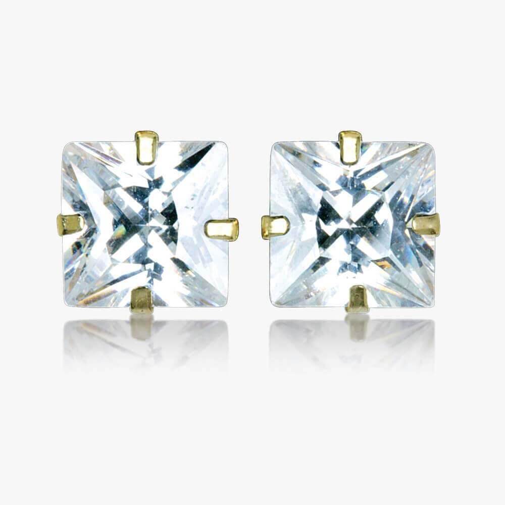 Arezzo 9ct Gold Princess  Cut  DiamonFlash Cubic  Zirconia  