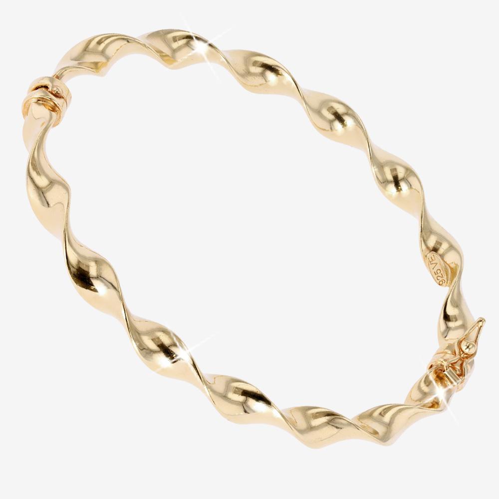 18ct Gold Vermeil On Silver Chunky Wave Bangle