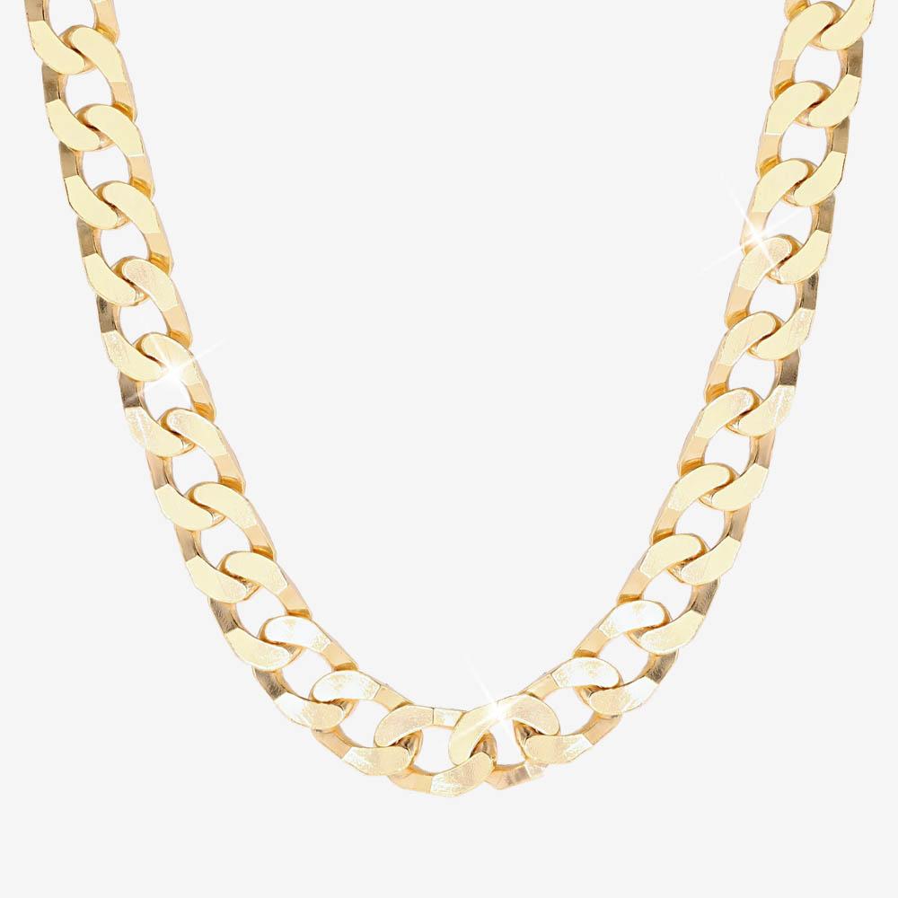 18ct Gold Vermeil on Silver Mens 20 Solid Curb Chain | Warren James