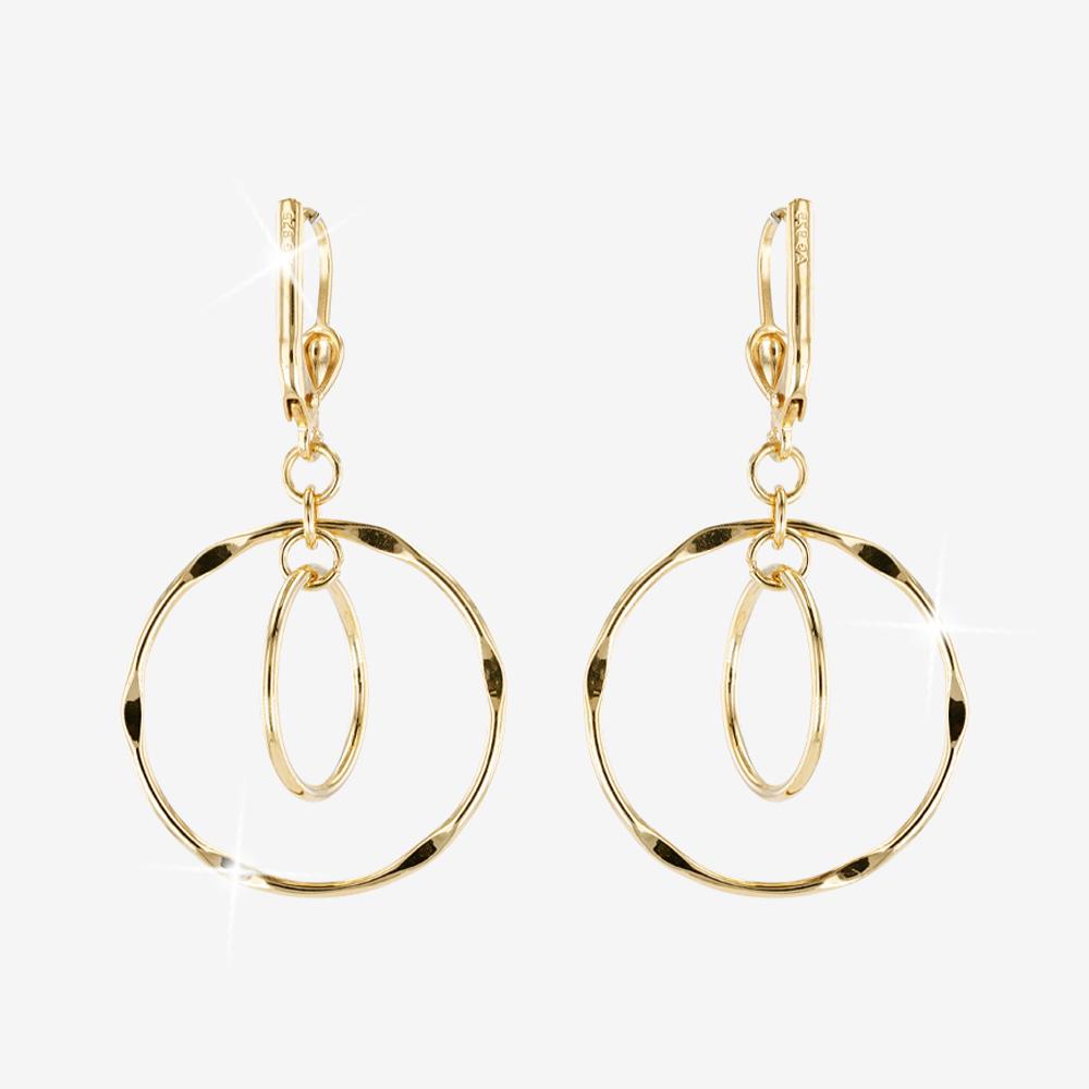 18ct Gold Vermeil on Silver Circle Drop Earrings | Warren James