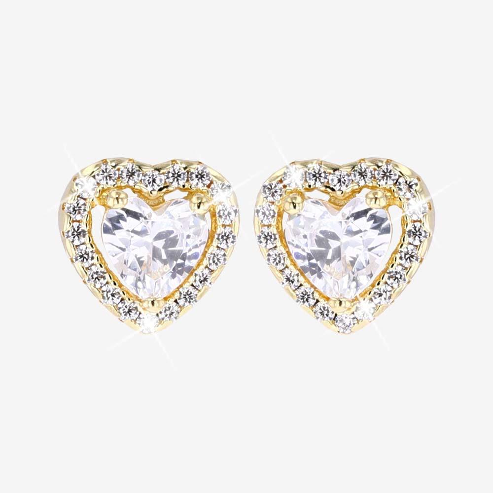 18ct Gold Vermeil on Silver Heart Stud Earrings | Warren James