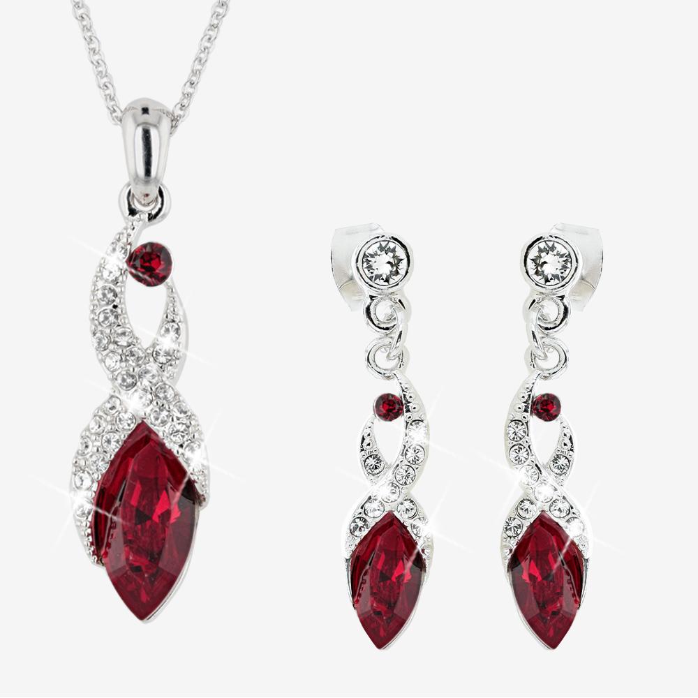 Swarovski® Crystals Deep Red Necklace and Earrings Set | Warren James