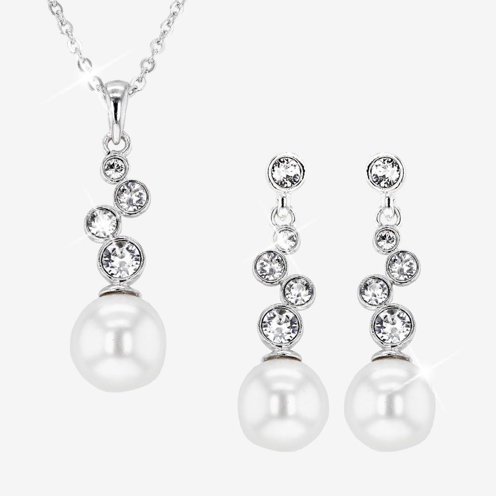 Swarovski® Crystals Pearl Drop Necklace 