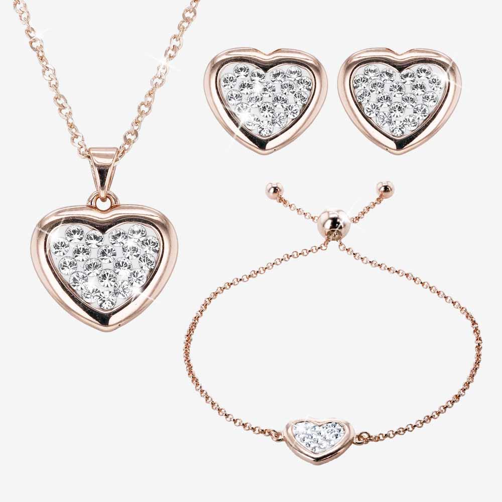 The Tania Sterling Silver Rose Heart Collection Made With Swarovski ...