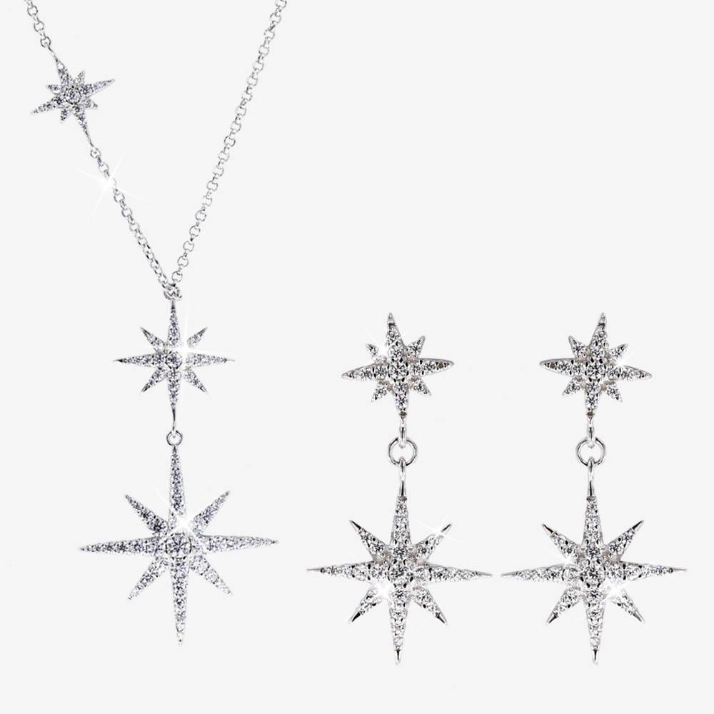 Silver Star Necklace and Earrings Set | Warren James