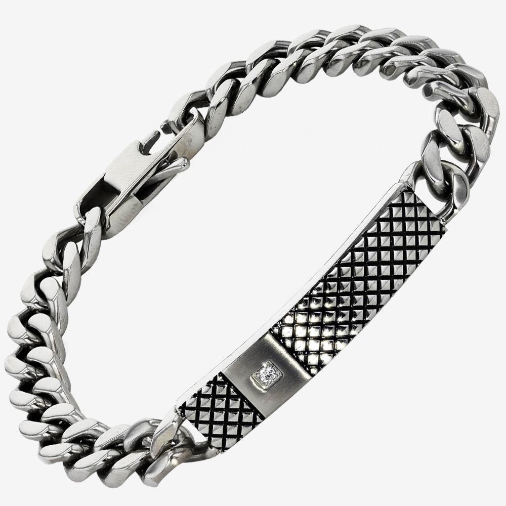 Mens Designer Link Steel ID Bracelet | Warren James