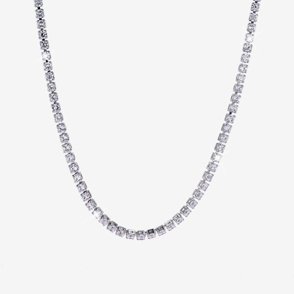 Tennis Necklace, Platinum Tone 2mm | Warren James