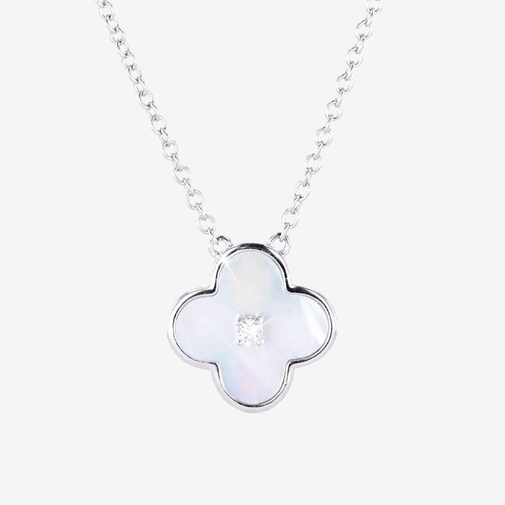 Silver Real Lab-Grown Diamond Mother Of Pearl Necklace