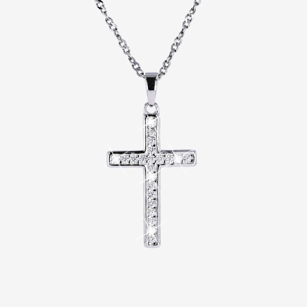 Silver DiamonFlash® Cross Necklace