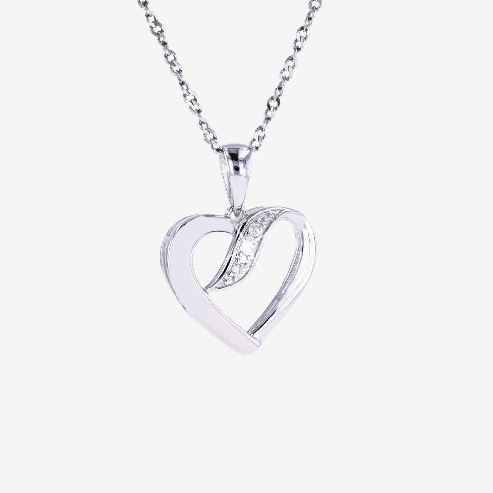 Silver Real Diamond Lab-Grown Heart Necklace