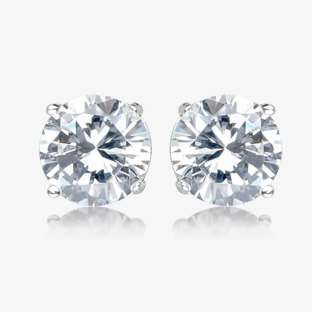 Promotion Mens Silver Stud Earrings White Diamond CZ Post 